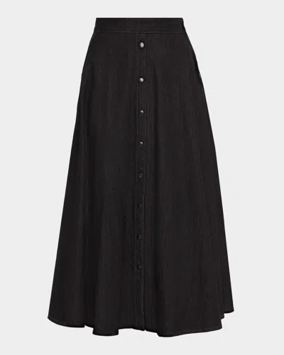 Akris Punto Stretch Denim Button-front Midi-skirt