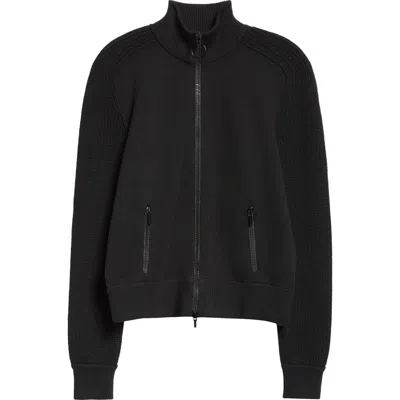 Akris Punto Stretch Merino Wool Bomber Cardigan In Black