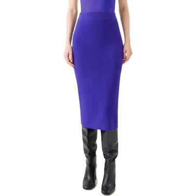 Akris Punto Stretch Virgin Wool & Cashmere Rib Knit Tube Skirt In Purple