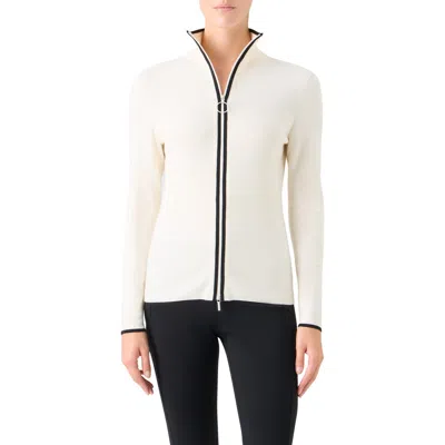 Akris Punto Stretch Virgin Wool Zip Cardigan In White