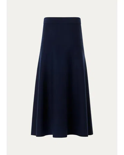 Akris Punto Stretch-wool A-line Midi Skirt In Navy
