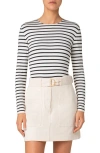 Akris Punto Sailor Striped Long-sleeve Viscose Jersey Top In Cream-black