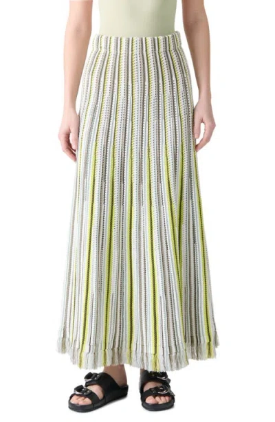 Akris Punto Stripe Mixed Stitch Maxi Sweater Skirt In Green