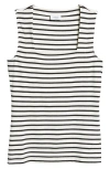 Akris Punto Stripe Square Neck Tank In Cream-black