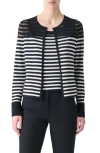 Akris Punto Stripe Virgin Wool Blend Cardigan In Black