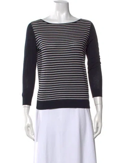 Pre-owned Akris Punto Striped Bateau Neckline Sweater In Blue