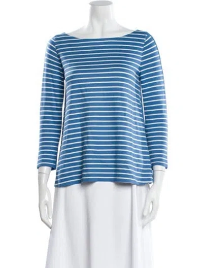 Pre-owned Akris Punto Striped Bateau Neckline Top In Blue