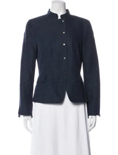 Pre-owned Akris Punto Striped Blazer In Blue
