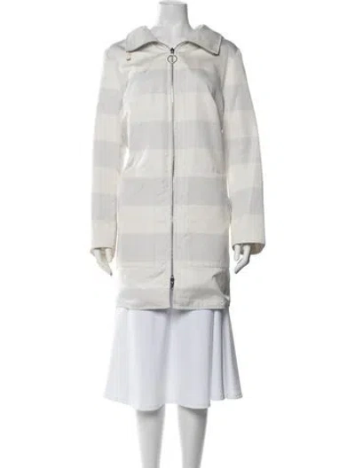 Pre-owned Akris Punto Striped Coat In White