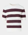 Akris Punto Colorblock Short Sleeve Virgin Merino Wool Sweater
