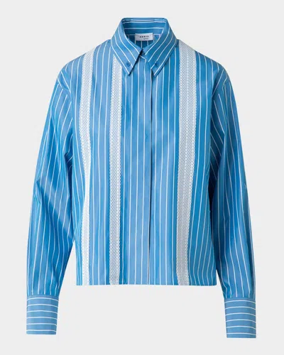 AKRIS PUNTO STRIPED COTTON POPLIN BUTTON-DOWN SHIRT