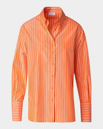 Akris Punto Striped Cotton Poplin Shirt In Orange-cream