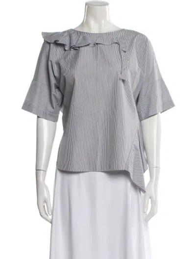 Pre-owned Akris Punto Striped Crew Neck Blouse In Multi