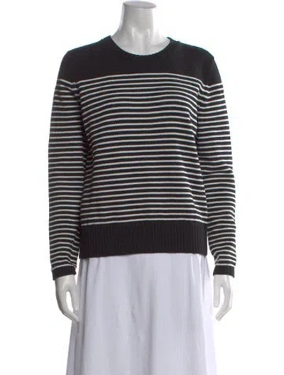 Pre-owned Akris Punto Striped Crew Neck Sweater In Black