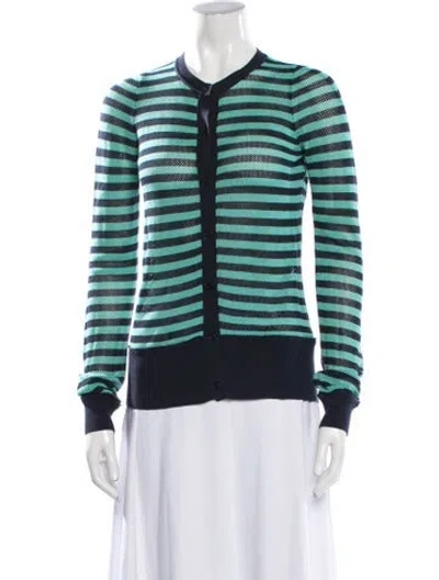 Pre-owned Akris Punto Striped Crew Neck Sweater In Blue/green
