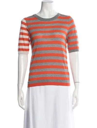 Pre-owned Akris Punto Striped Crew Neck Sweater In Orange