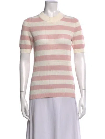 Pre-owned Akris Punto Striped Crew Neck Sweater In Pink