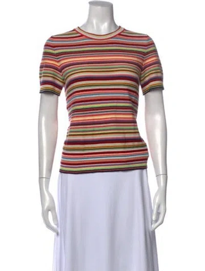 Pre-owned Akris Punto Striped Crew Neck Sweater In Red