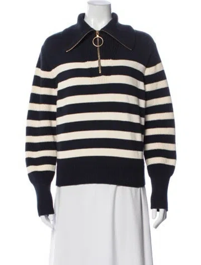 Pre-owned Akris Punto Striped Crew Neck Sweater W/ Tags In Blue
