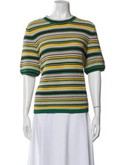 Pre-owned Akris Punto Striped Crew Neck Sweater In White