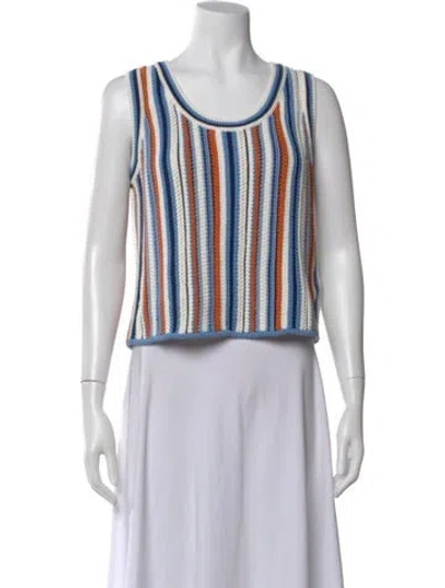 Pre-owned Akris Punto Striped Crew Neck Top In Blue