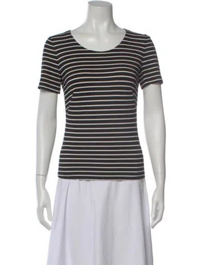 Pre-owned Akris Punto Striped Crew Neck T-shirt In White