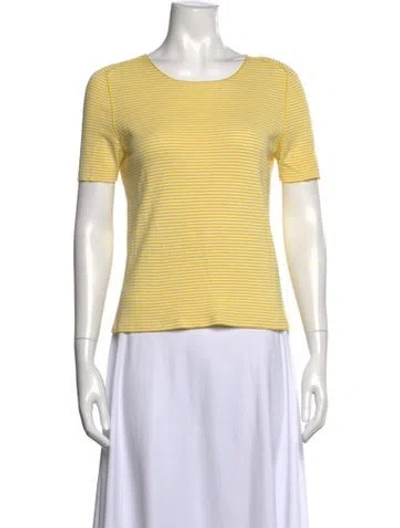 Pre-owned Akris Punto Striped Crew Neck T-shirt In Yellow