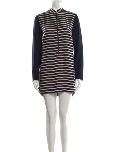 Pre-owned Akris Punto Striped Crew Neck Tunic In Blue