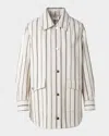 Akris Punto Striped Denim Cotton Gabardine Boyfriend Jacket In Cashew-black