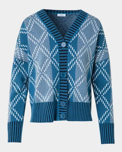 Akris Punto Striped Diamond Jacquard Knit Cardigan