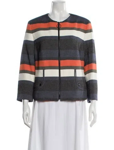 Pre-owned Akris Punto Striped Evening Jacket In Blue