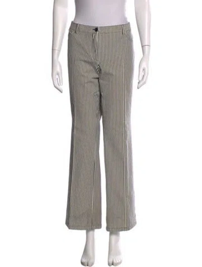 Pre-owned Akris Punto Striped Flared Pants In White