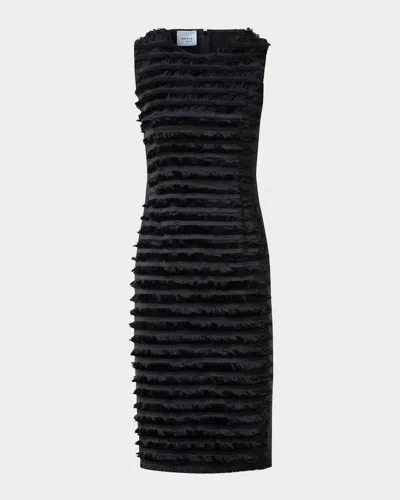 Akris Punto Striped Fringe Techno Taffeta Sleeveless Dress In Black