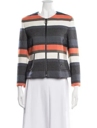 Pre-owned Akris Punto Striped Jacket In Black