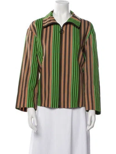 Pre-owned Akris Punto Striped Jacket In Green