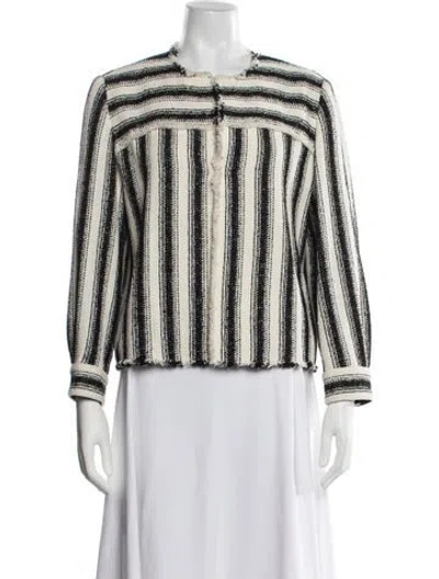 Pre-owned Akris Punto Striped Jacket In White