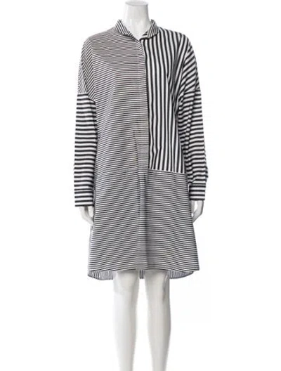 Pre-owned Akris Punto Striped Knee-length Dress In Black