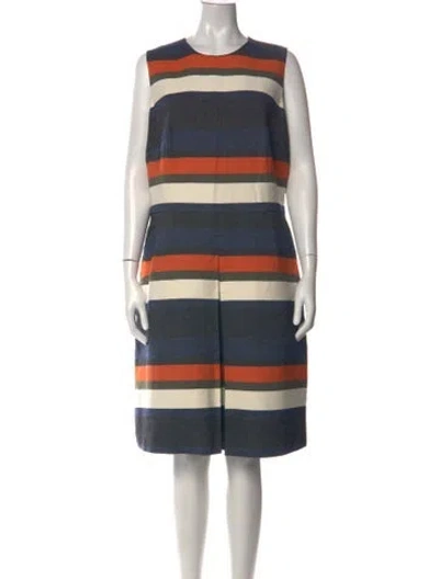 Pre-owned Akris Punto Striped Knee-length Dress In Blue