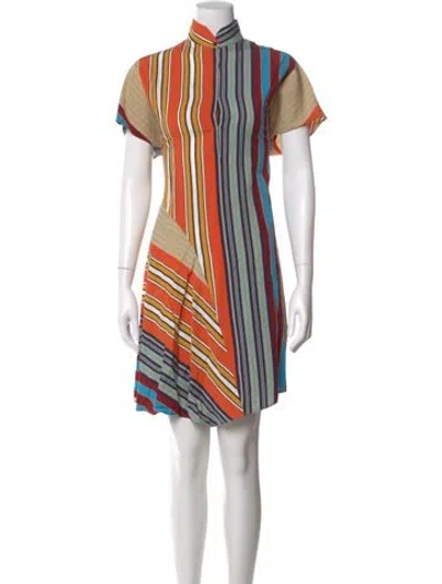 Pre-owned Akris Punto Striped Knee-length Dress In Neutral