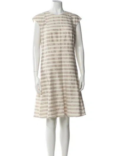 Pre-owned Akris Punto Striped Knee-length Dress In Neutral