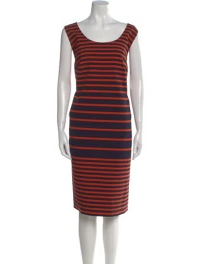 Pre-owned Akris Punto Striped Knee-length Dress In Orange