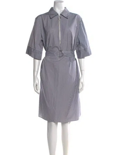 Pre-owned Akris Punto Striped Knee-length Dress In White