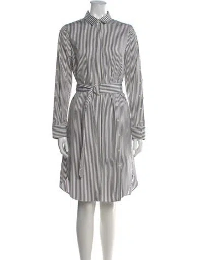 Pre-owned Akris Punto Striped Knee-length Dress In White