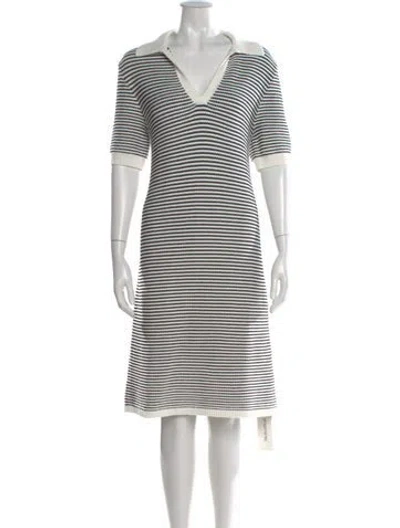 Pre-owned Akris Punto Striped Knee-length Dress In White
