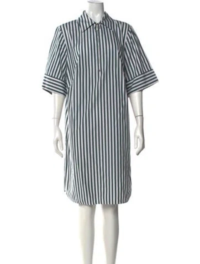 Pre-owned Akris Punto Striped Knee-length Dress In White
