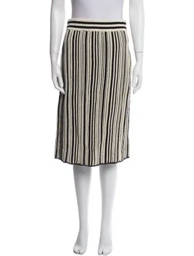 Pre-owned Akris Punto Striped Knee-length Skirt In White