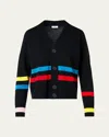 Akris Punto Striped Knit V-neck Cardigan In Black