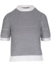 Akris Punto Striped Knitted Top In White