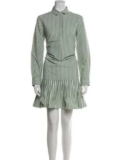 Pre-owned Akris Punto Striped Long Dress In Green