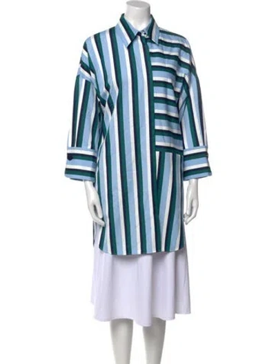 Pre-owned Akris Punto Striped Long Sleeve Tunic In Blue